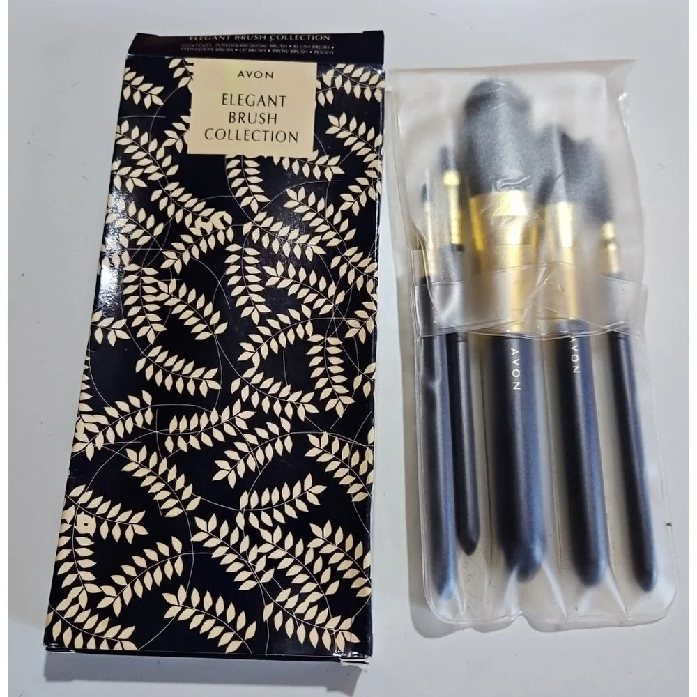 AVON Elegant *NOS* Brush Collection VINTAGE 5-Piece Set 1999 Flip Pouch NEW wBox